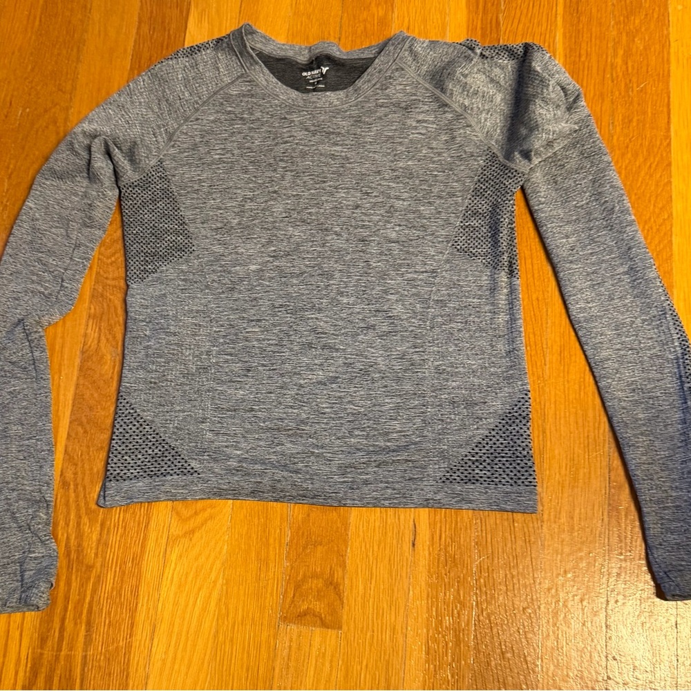 Old Navy Heathered Blue Long Sleeve Women's Top